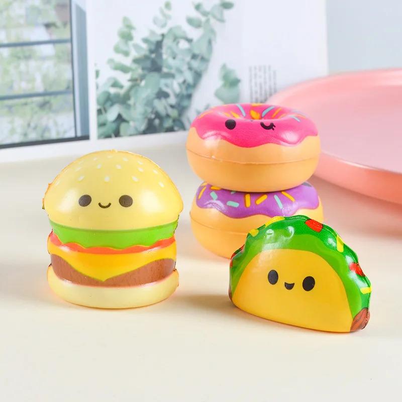 PU Slow Rebound Simulation Mini Figurine - French Fries, Pizza, Popcorn, Miniature Toy, Children's Kneading & Decompression Toy