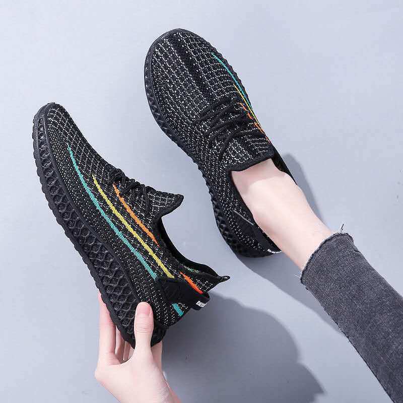 Foreign Trade Women's Shoes 2025 Spring and Autumn New Sports Shoes Women's Breathable Fly-woven Casual Shoes Lightweight Fly-woven Running Shoes