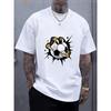 Men's Soccer-Themed T-Shirt with Paw Print & Graphic - Breathable Short Sleeve Round Neck Casual Sportswear Top, Suitable for Training, Casual Attire