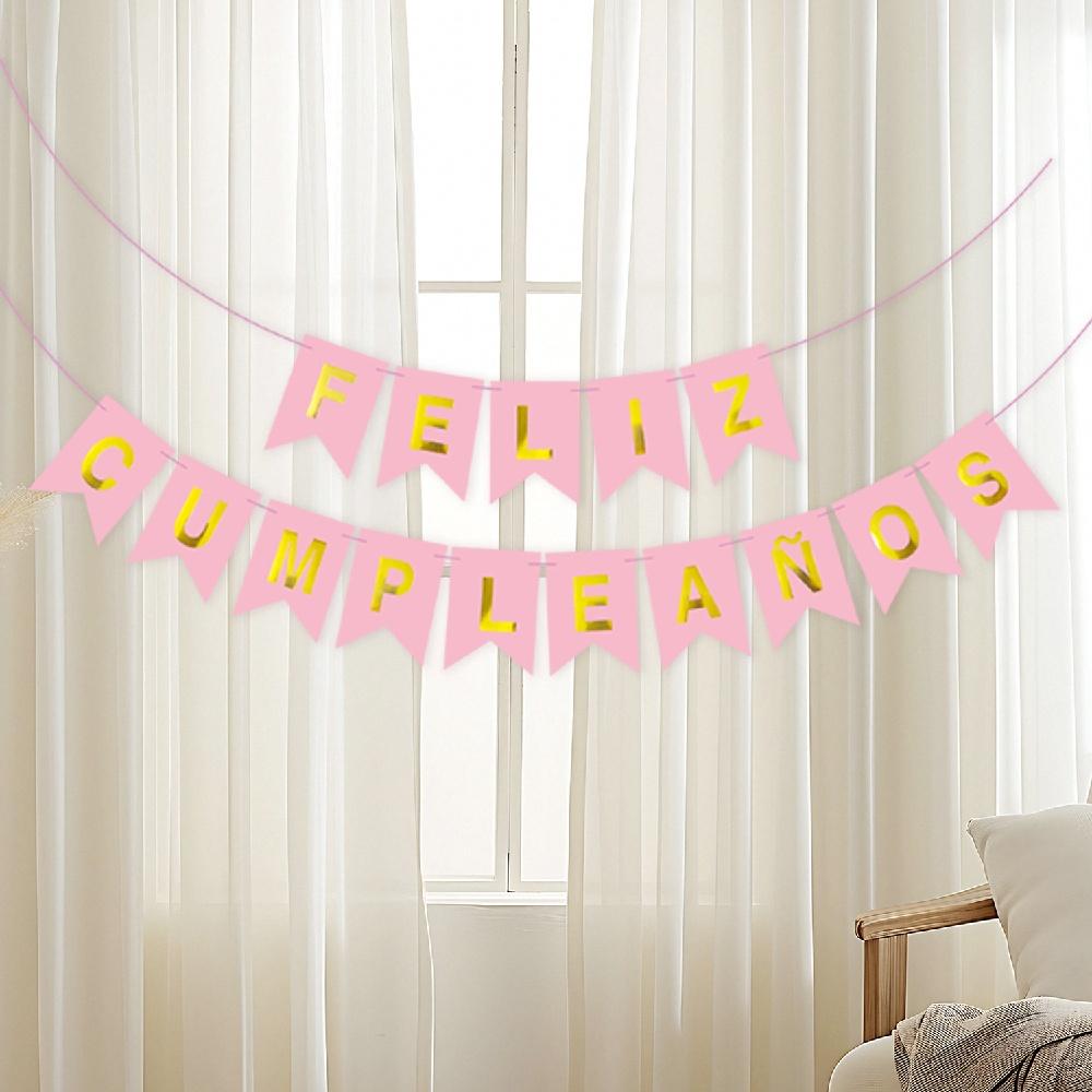 1PC/5PCS/10PCS 11.6cmX16.2cm Spanish Birthday Flag Party Banner Flower ForHome Room Happy Birthday Party Atmosphere Decorations