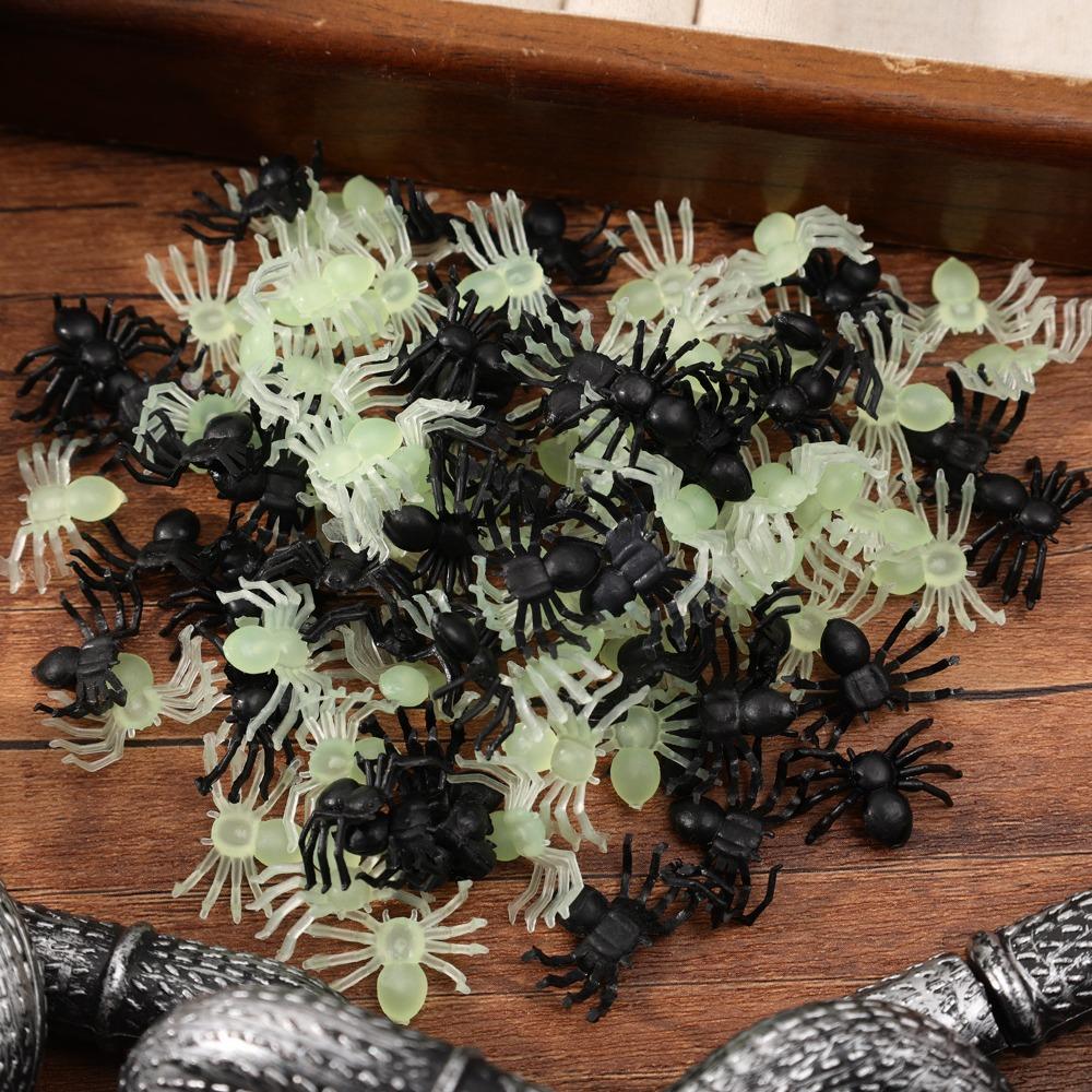 Halloween Leuchtende Falsche Spinne Kleine Schwarze Simulierte Spinnen Spukhaus Atmosphäre Requisiten Hausparty DIY Dekoration Zubehör