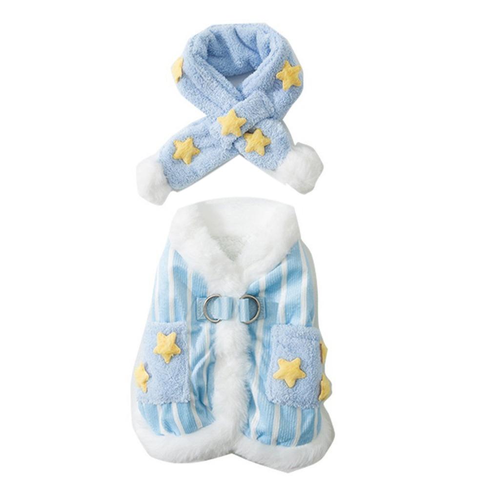 Two Leg Star-Print Scarf Dog Coat Warm Dog Velvet Vest Cute Puppy Plush Jacket For Pets