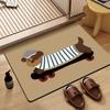 Cartoon Cat Dog Carpet Mat Rug Striped Design with Cute Inspirational Text Home Decoration Floor Mat Floor Door Mat Welcome Mat