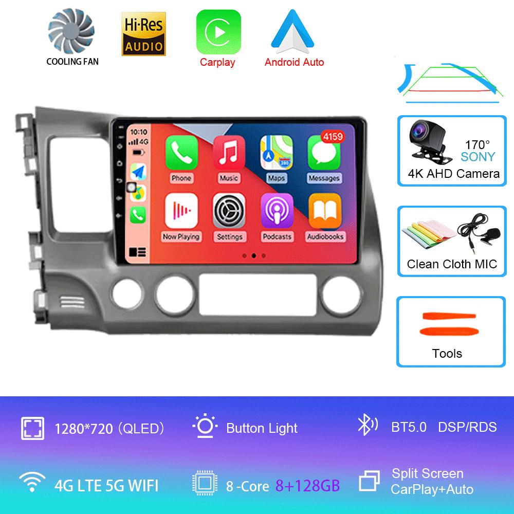 For Honda Civic 2005 - 2012 2Din 4G Android 14 Car Stereo Radio Multimedia Video Player Navigation GPS Head Unit Carplay Monitor