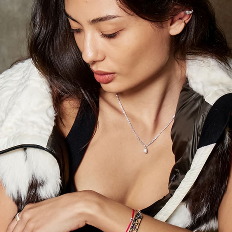 BE/GINS Larin Asher Silver Bracelet Red Pink