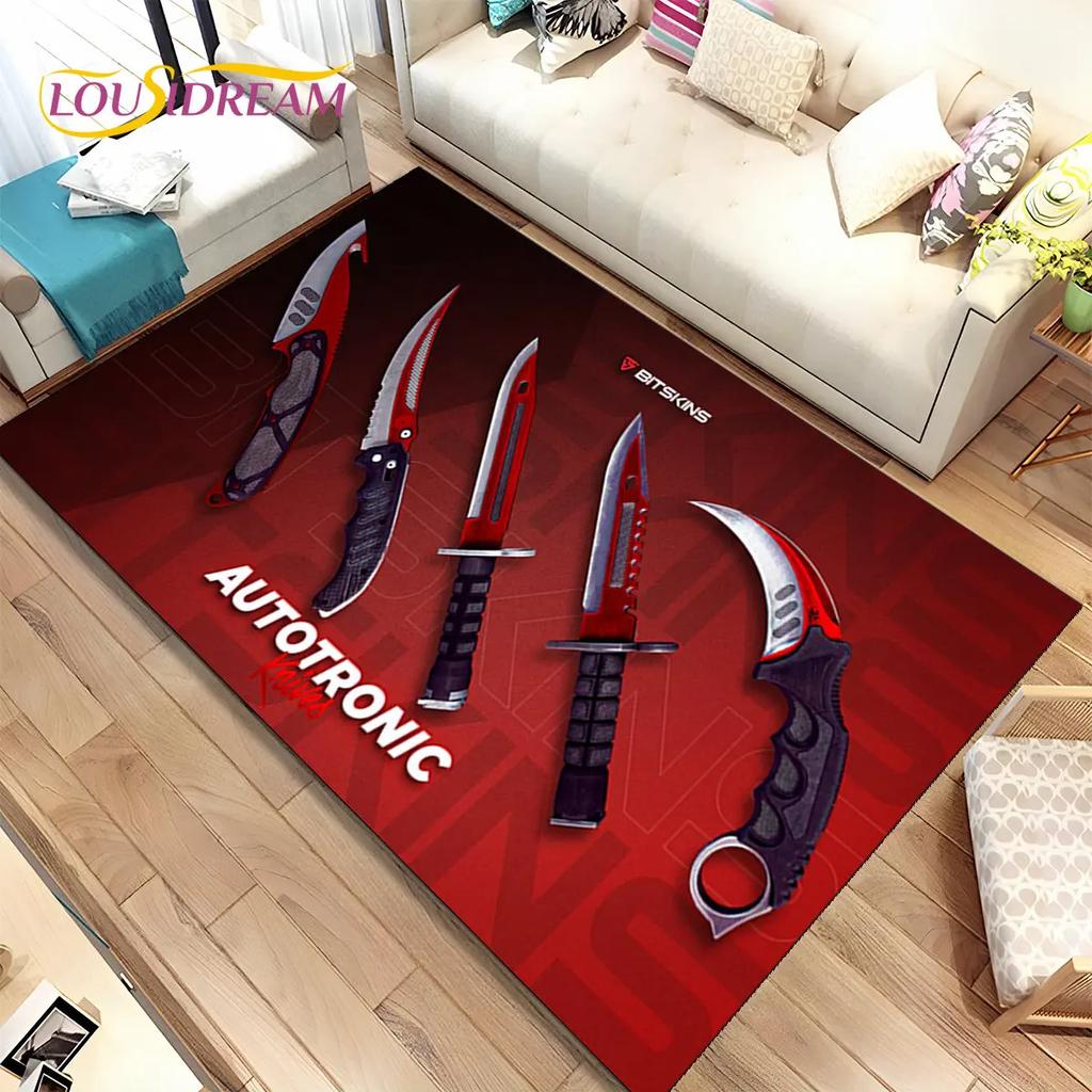 CS,knife,Swiss Knife Sword Games Area Rug,Carpet Rug for Home Living Room Children Bedroom Sofa Doormat Decor,Non-slip Floor Mat