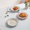 French Relief Ceramic Plate Retro Court Flat Plate Lace Irregular Western Plate Breakfast Plate Dessert Plate