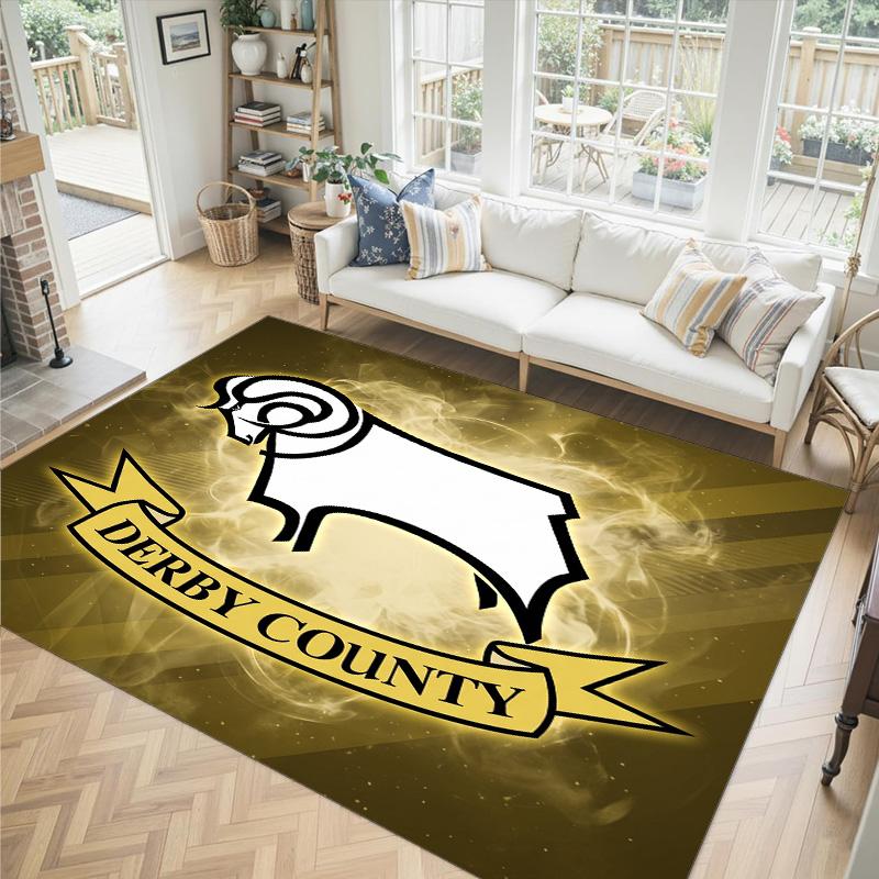 Derby County Design Crystal Velvet Carpet Cozy Non?Slip Printed Rug For Bedroom Living Room Entrance