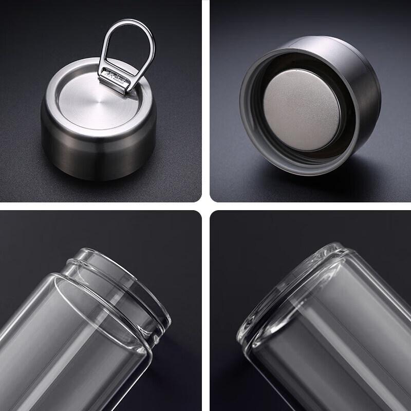 HEENOOR Portable Single-Layer Glass Water Bottle with Handle