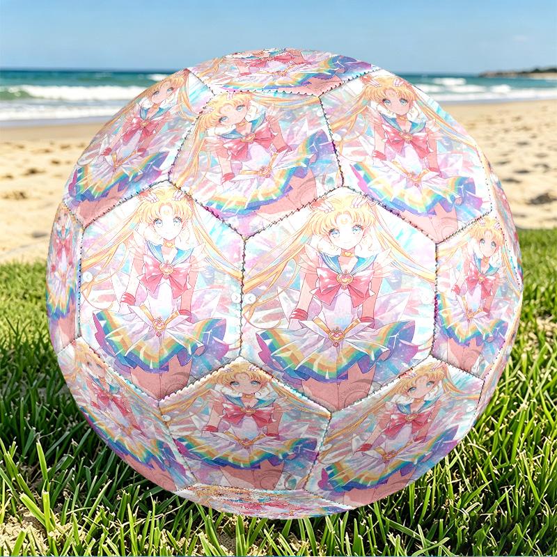 Sailor Moon Print Size 5 Soccer Ball, PU Wear Resistant Football for Match Training and Daily Practice, Birthday Gift for Soccer Fans