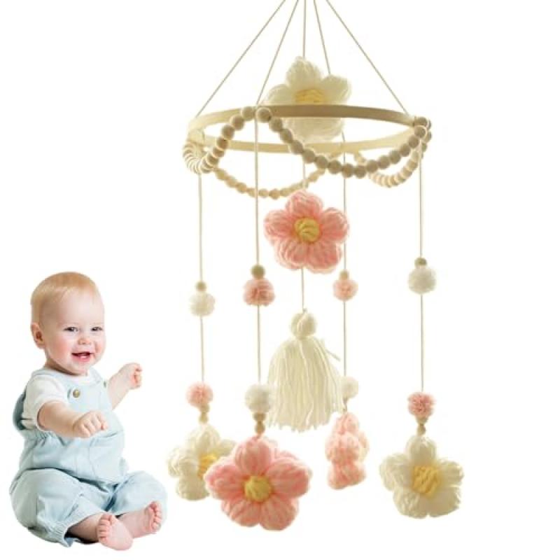 Baby Crib Mobile | Woven Rotating Musical Mobile for Newborns Boys Girls Nursery Crib Stroller Bedroom Living Room Decor