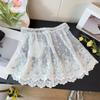 Embroidery Flower Safety Skirt Petticoat Transparent Mesh Underskirt Slips Dress  Summer Spring