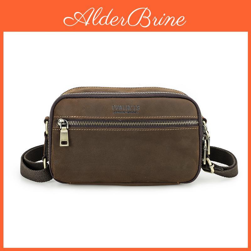 Contacts Sling Genuine Men Leather Shoulder Bags Retro Small Messenger Bags High Quality Male Crossbody Bags Handbags