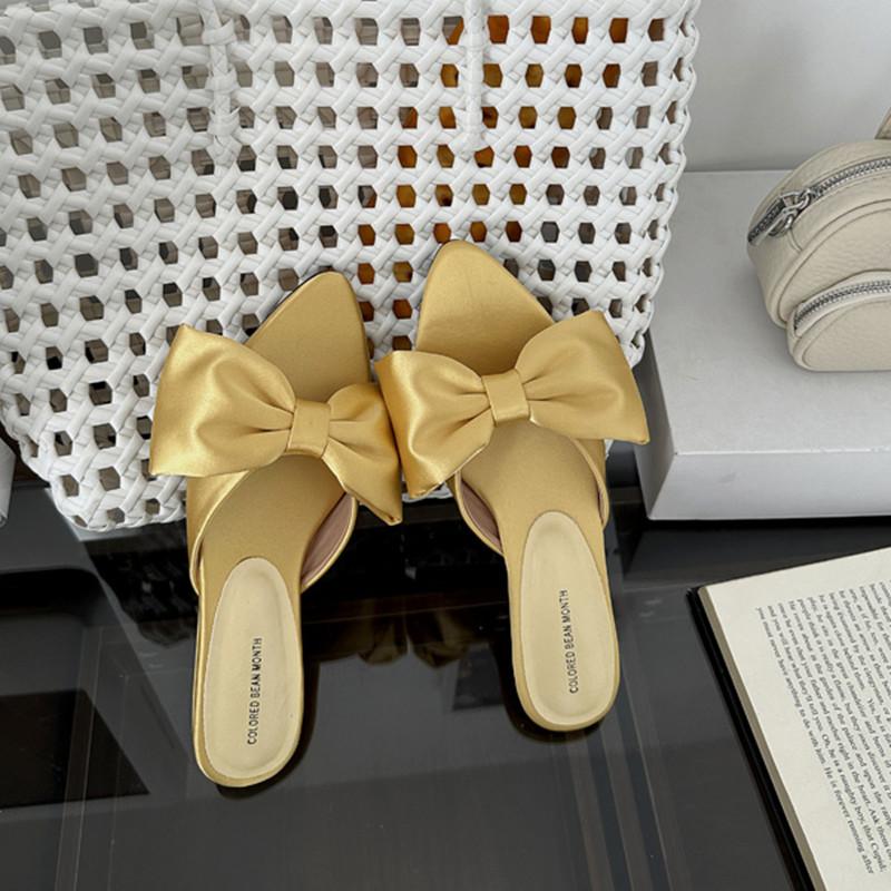 

Fashion Bailamos Brand Women Slippers Fashion Summer Bow Flat Sandals Outdoor Beach Slippers Women Flat Shoes Women Dress Slides Mujier 39 жёлтый