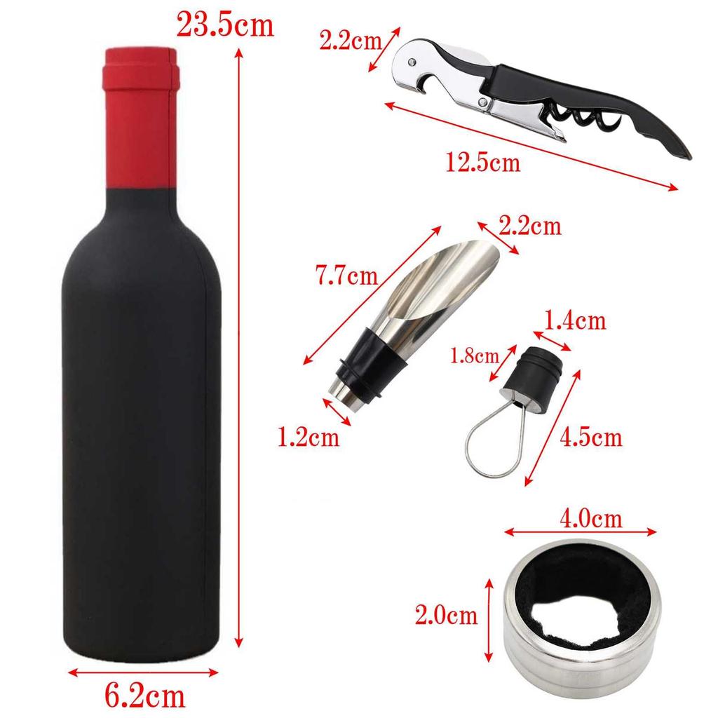Lunari Wine Tool Bottle Drip Sommelier Knife Multifunctional with Storage Case 3-Piece Set Opener, Pourer, Ring, -