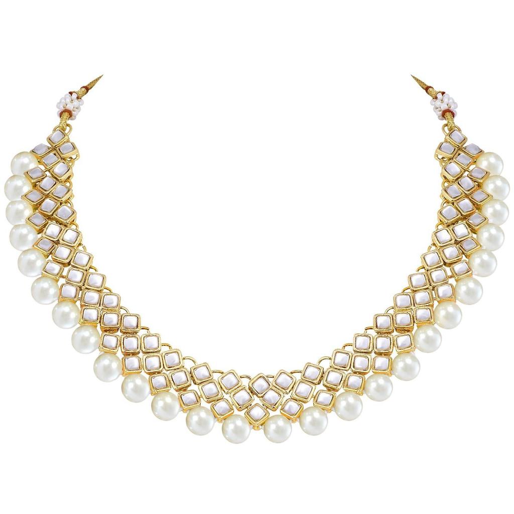 Kundan Faux Pearl Necklace and Jewellery Set Gift for Women