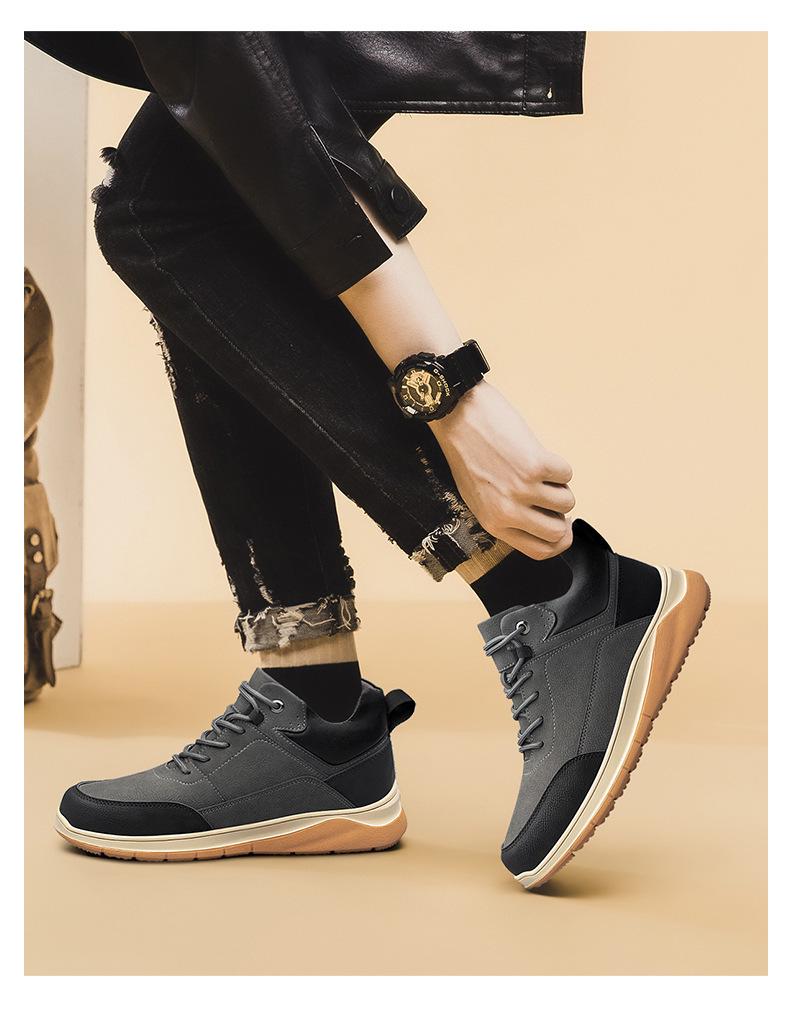 Men's Height-Boosting Casual Shoes, Breathable & Soft 6CM/8CM Sole, Wear-Resistant, Versatile Fashion Sneakers