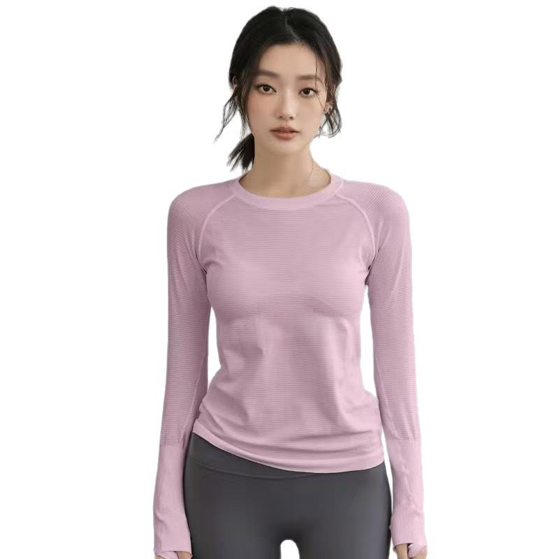 Women's Slim Fit Long Sleeve Quick Dry Yoga Top - Comfortable, High Elastic, Round Neck for Autumn/Winter Running & Training.