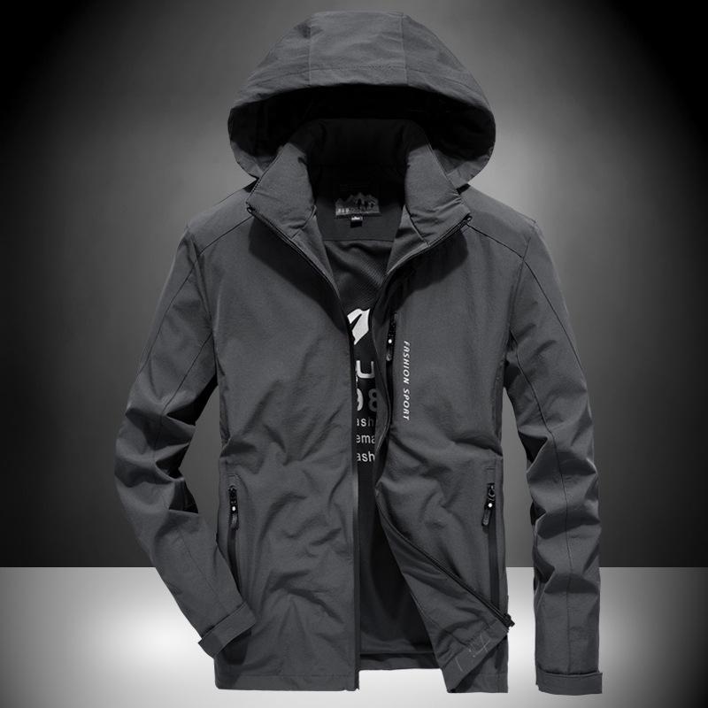 Casual Jacket Men's Stretch Outdoor Sports Windproof Jacket Handsome Versatile Hooded Spring and Autumn Quick-Drying Versatile Top