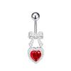 Stainless Steel Hypoallergenic Navel Belly Button Rings Cute CZ Heart Bow Decor Body Jewelry for Summer Beach Wear