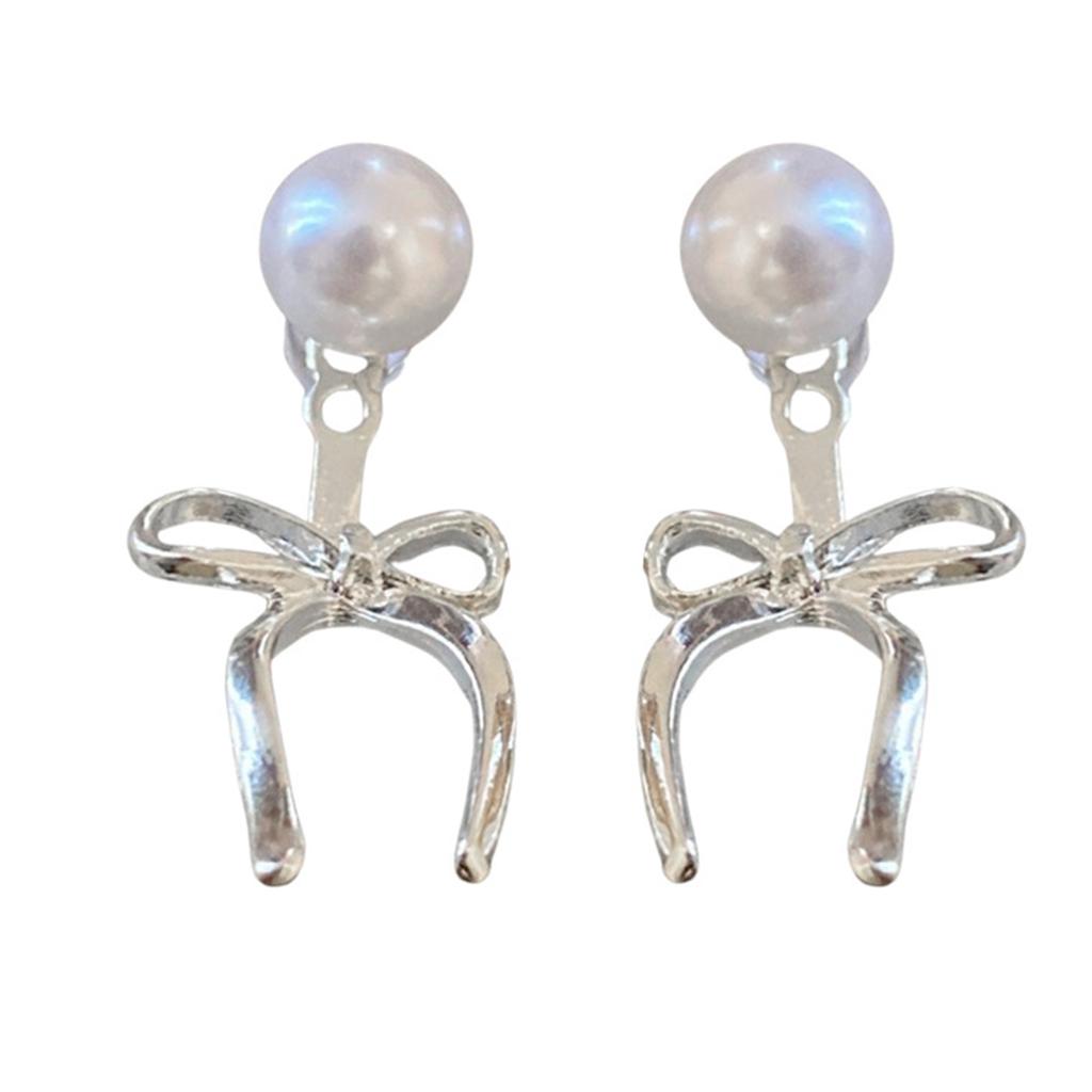 Elegant Pearl Bow Pendant Earrings 2024 Ear Jewelry for Women Exquisite Drop Earrings Ear Studs Ornament Jewelry Gift