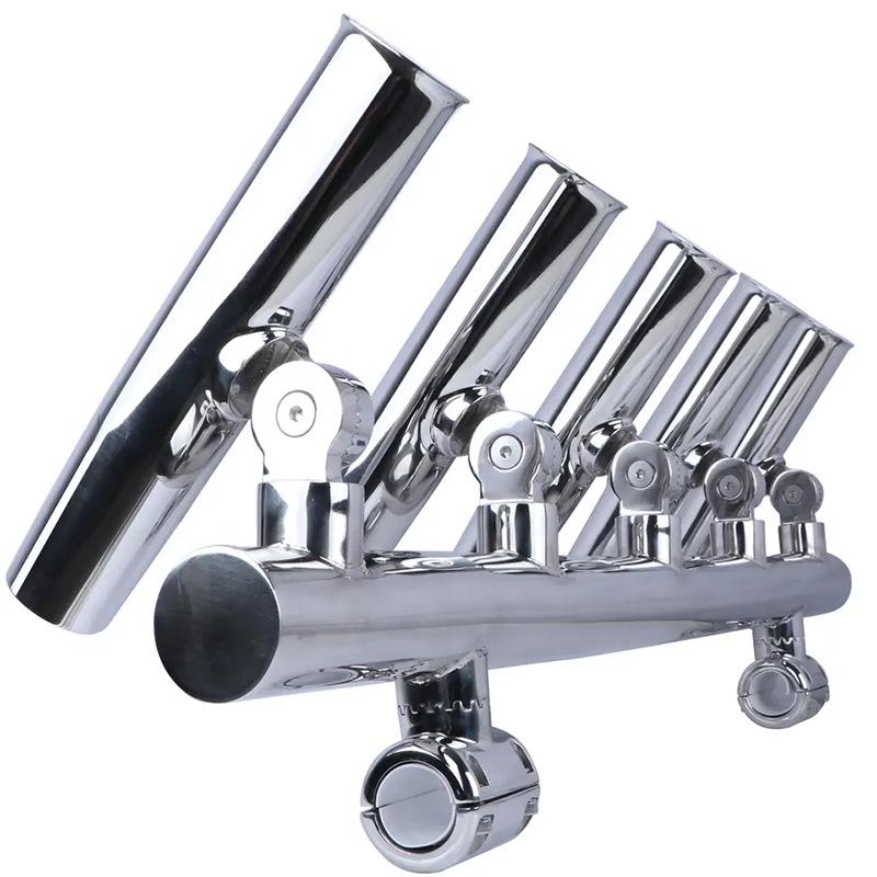 Stainless Steel 5-Tube Fishing Rod Holder Bracket - Marine Hardware Accessory