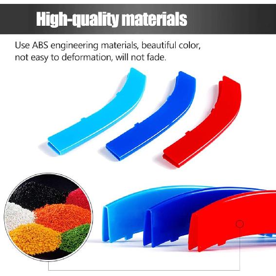 Tricolored Grille ert Trims Compatible With BMW 2010-2016 F10 F11 5 Series 528i 535i 550i with Standard Center Chrome Kidney Grill (10 Beams), NOT