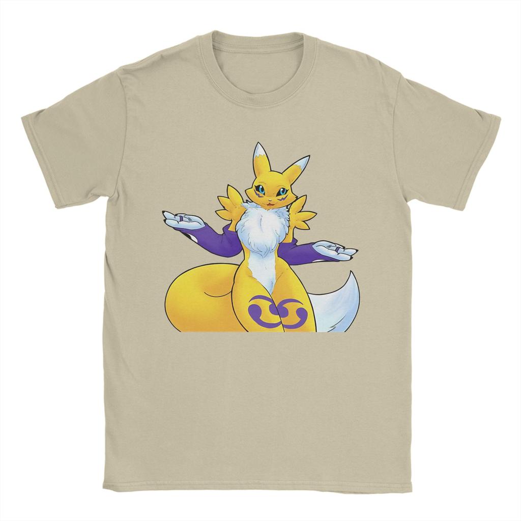 Streetwear Tshirt Renamon Classic Pose Pure Cotton T Shirts Novelty Tee Shirt For Unisex Beach Y2k Casual Short Sleeve Tees