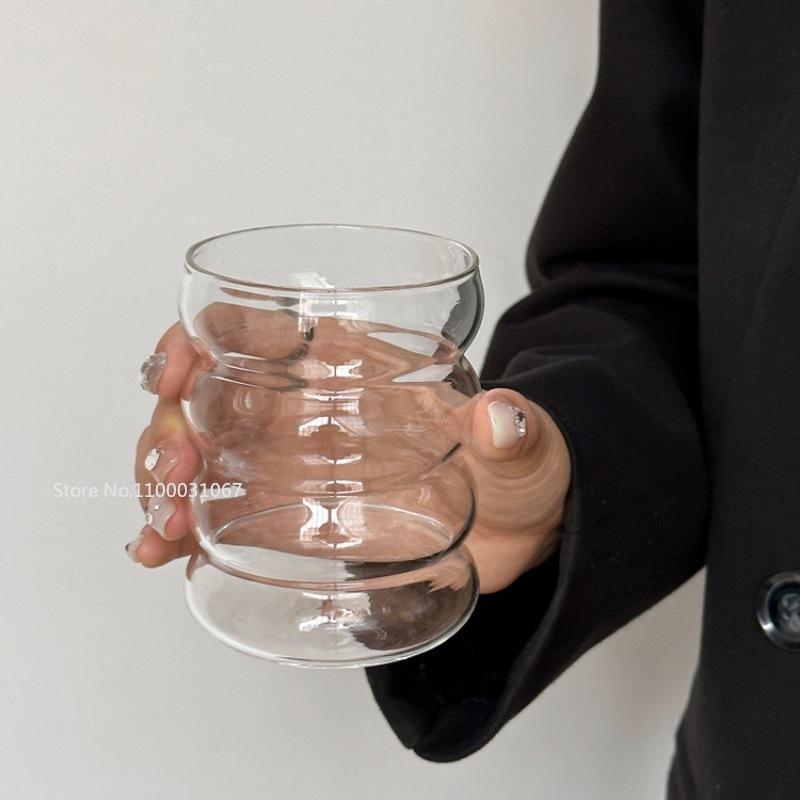 4PCS/lot  Heat-Resistant Clear Glass Coffee Cup High Borosilicate Water Milk Beer Juice Tea Cup for Home Bar Party Gift