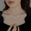Ozean Herz Silber Perlenkette - 2025 Leichter Luxus Schlüsselbein Choker für Damen