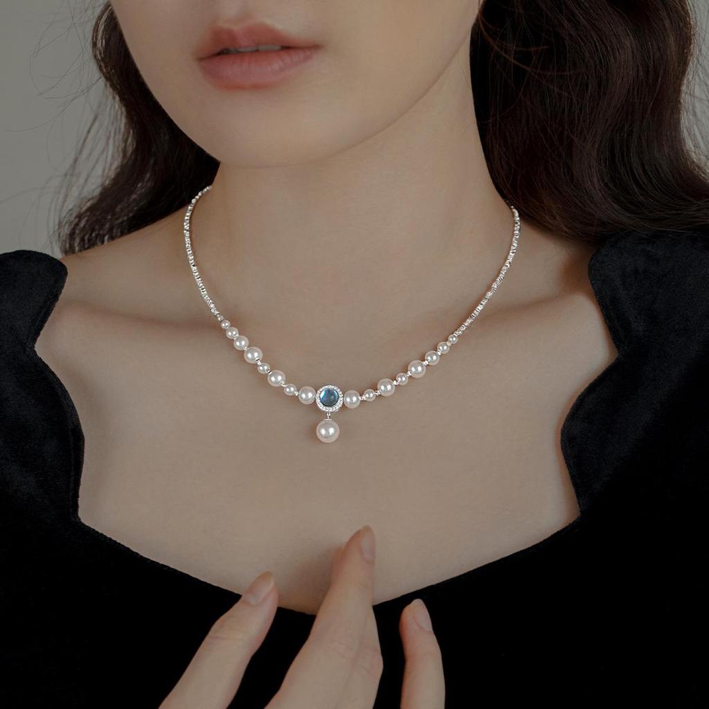 Ozean Herz Silber Perlenkette - 2025 Leichter Luxus Schlüsselbein Choker für Damen