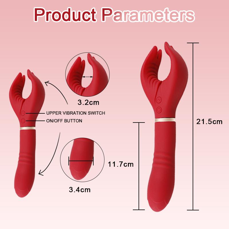 3 In 1 Triple Dildo Vibrator Y-shaped Clitoral Clamp Nipple Clip Stimulator G-spot Rose Vibrator Adult Product Sex Toy for Women