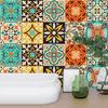 40Pcs Moroccan Retro Tile Stickers - 0.45mm Thickened Crystal Film PVC Decals - Waterproof Self-Adhesive Floor & Wall Mural for Kitchen Bathroom DIY