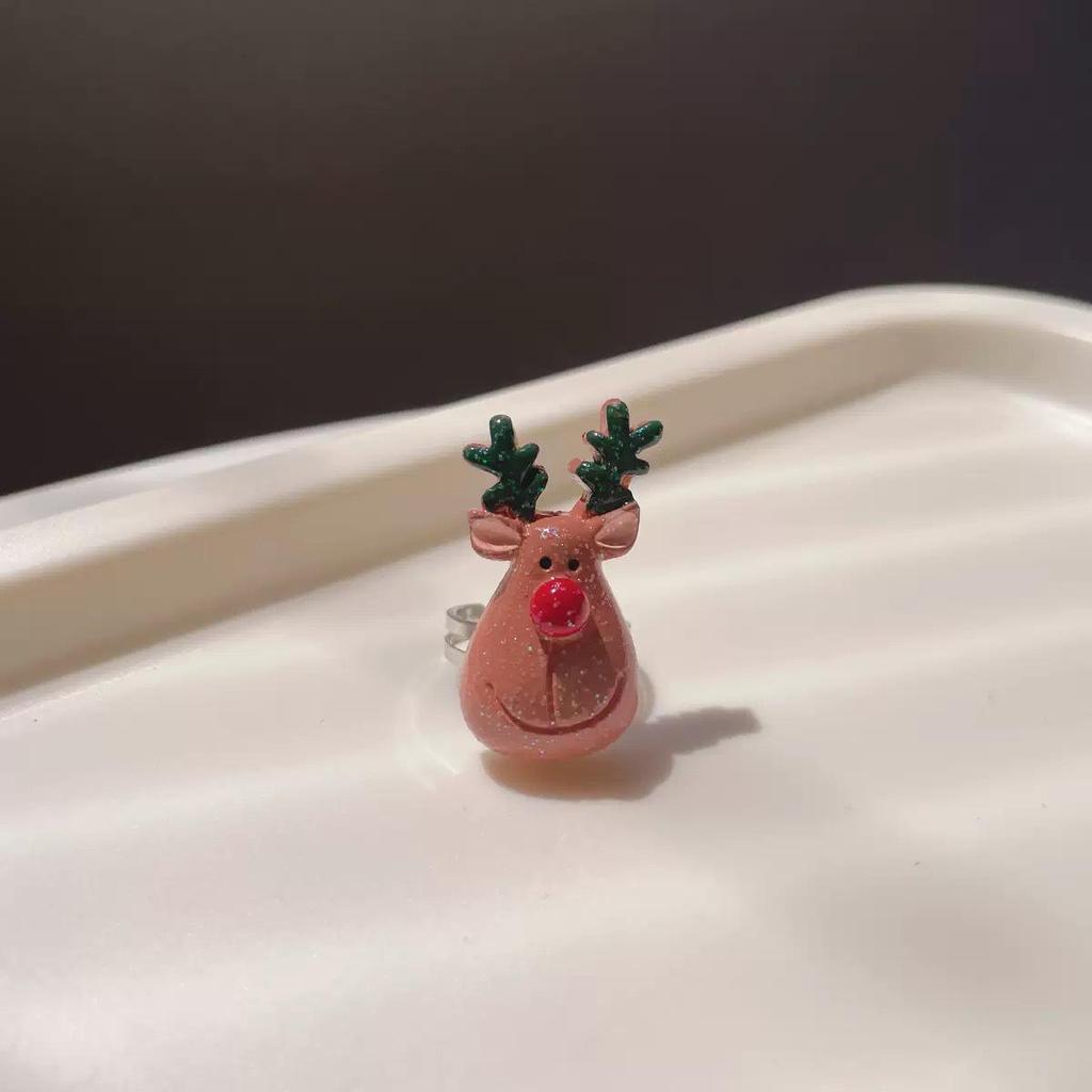 Süßer Weihnachts-Cartoon-Ring: Weihnachtsmann, Rentier, Baum Offener Schmuck für Mädchen
