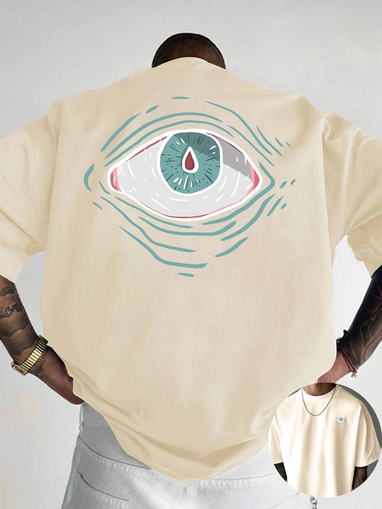 2026 Summer New Style Unisexs Pure Cotton TShirt Street Casual Fashion Soft and Comfortable Simple Eye Pattern Print