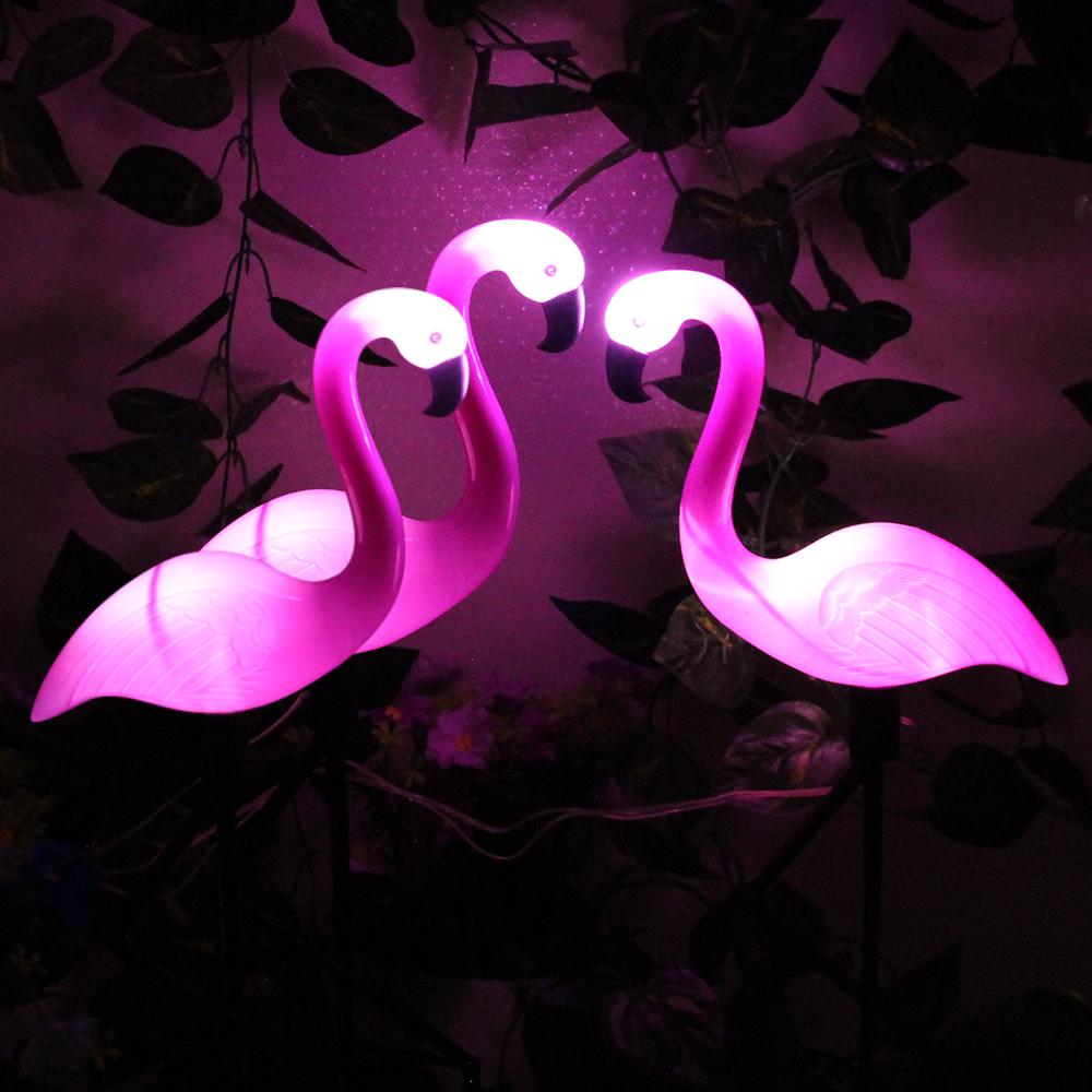 3pcs Outdoor Solar Lights Flamingo Garden Led Stake Light Pathway Lawn Yard Landscape Halloween Christmas Decorative Lights