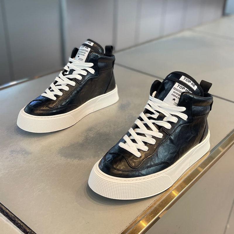 Осенние новые повседневные дышащие высокие кеды на толстой подошве xs 38 чёрный