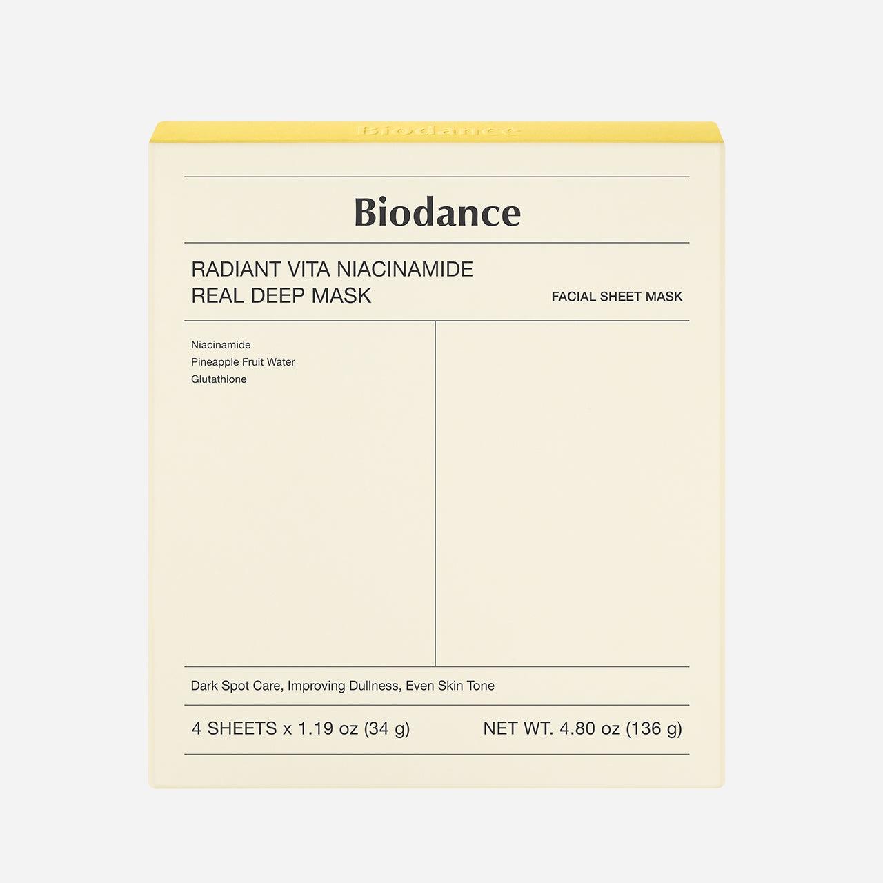 

BIODANCE Bio-Collagen Real Deep Mask 34 г x 4 шт. / 4 типа масок / биоколлаген, гидроцеранолин, ниацинамид Vita, освежающие морские водоросли Vita Niacinamide 4 Sheets