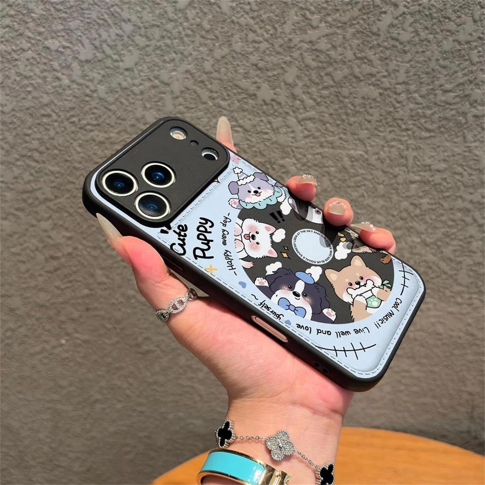 Cute Creative Puppy Record Suitable for iPhone16/17 Mobile Phone Case Apple 15Pro Candy Air Cushion 14plus