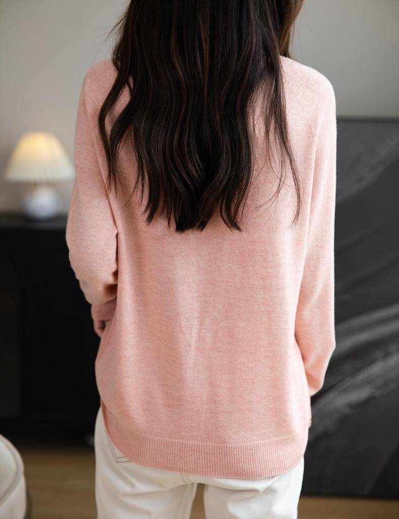 Women's Wool Round Neck Knit Cardigan - Versatile Autumn/Winter Sweater Outerwear