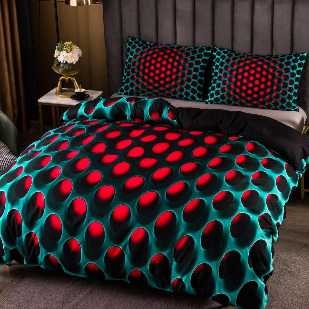Abstract Honeycomb Coal 3D Digital Printing Three-Piece Set, Duvet Cover, Bedding Set With Pillowcase
