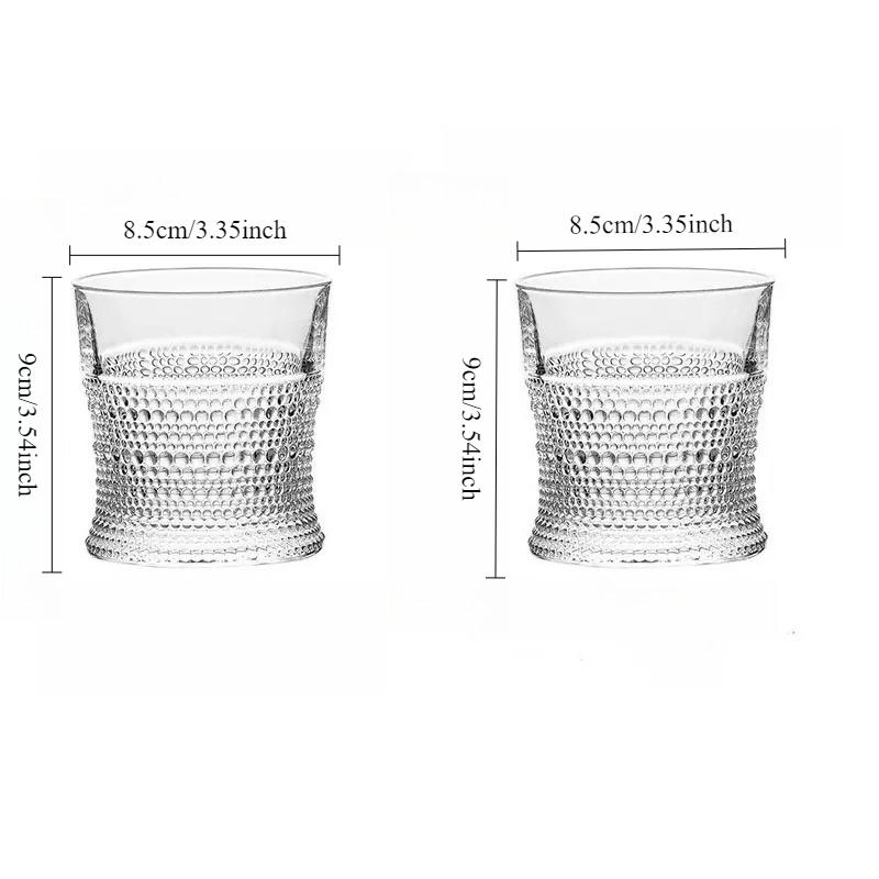 

300ml/320ml Whiskey Glass Relief Wine Cup Exquisite Tableware Coffee Cup Latte Coffee Mugs Transparent Water Cup Camping Gear 2pcs