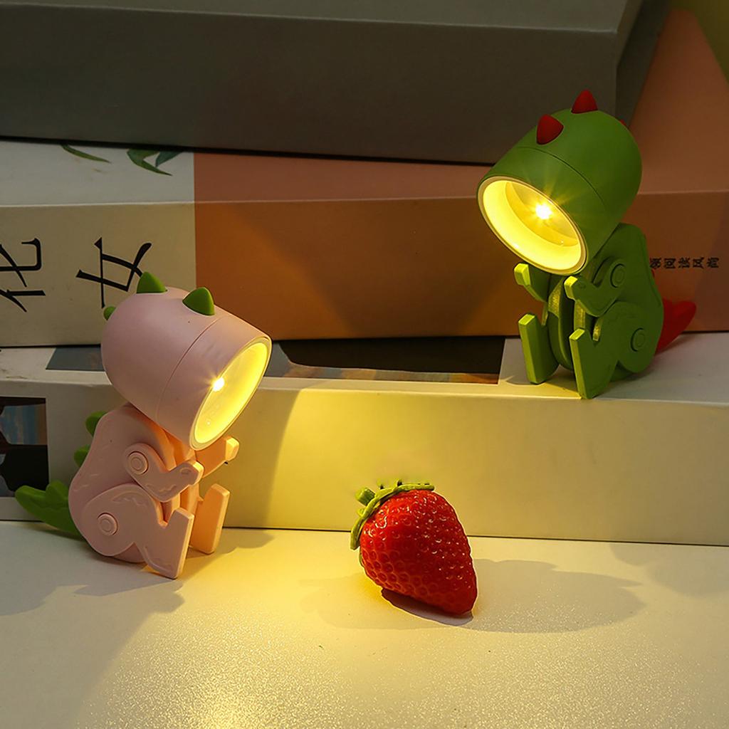 LED Cartoon Dinosaur Desk Lamp Small Night Light Adjustable Brightness Battery Operated Portable Table Lamp for Kids and Bedroom Decoration