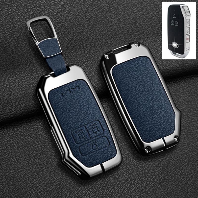 7 Buttons Car Key Case Cover for Kia K5 K3 K4 Sportage Carnival Sedona Zinc Alloy Leather Shell Fob Holder Keychain Accessories