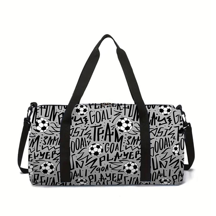 Football Pattern Large Capacity Luggage Bag for Boy/Girl Best Gift 2D Cartoon Travel Duffels Outdoor Fitness Bag for Children