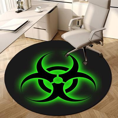 1pc Biohazard Symbol Round Carpet, Made of Polyester,Perfect for Decorating Office Chairs, Living Rooms,Vibrant Decorative Rug