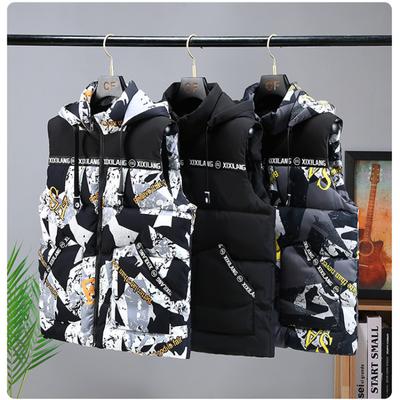 Herfst en winter heren capuchon katoenen jas heren vest warm donskatoen casual camouflage katoenen vest buitenkleding