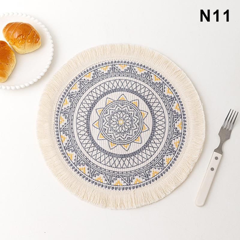 M-Round Placemat Cotton Tassel Antiskid Dining Table Mat Absorbent Insulation Dish Pad Desk Decoration And Accessories Plate Mug