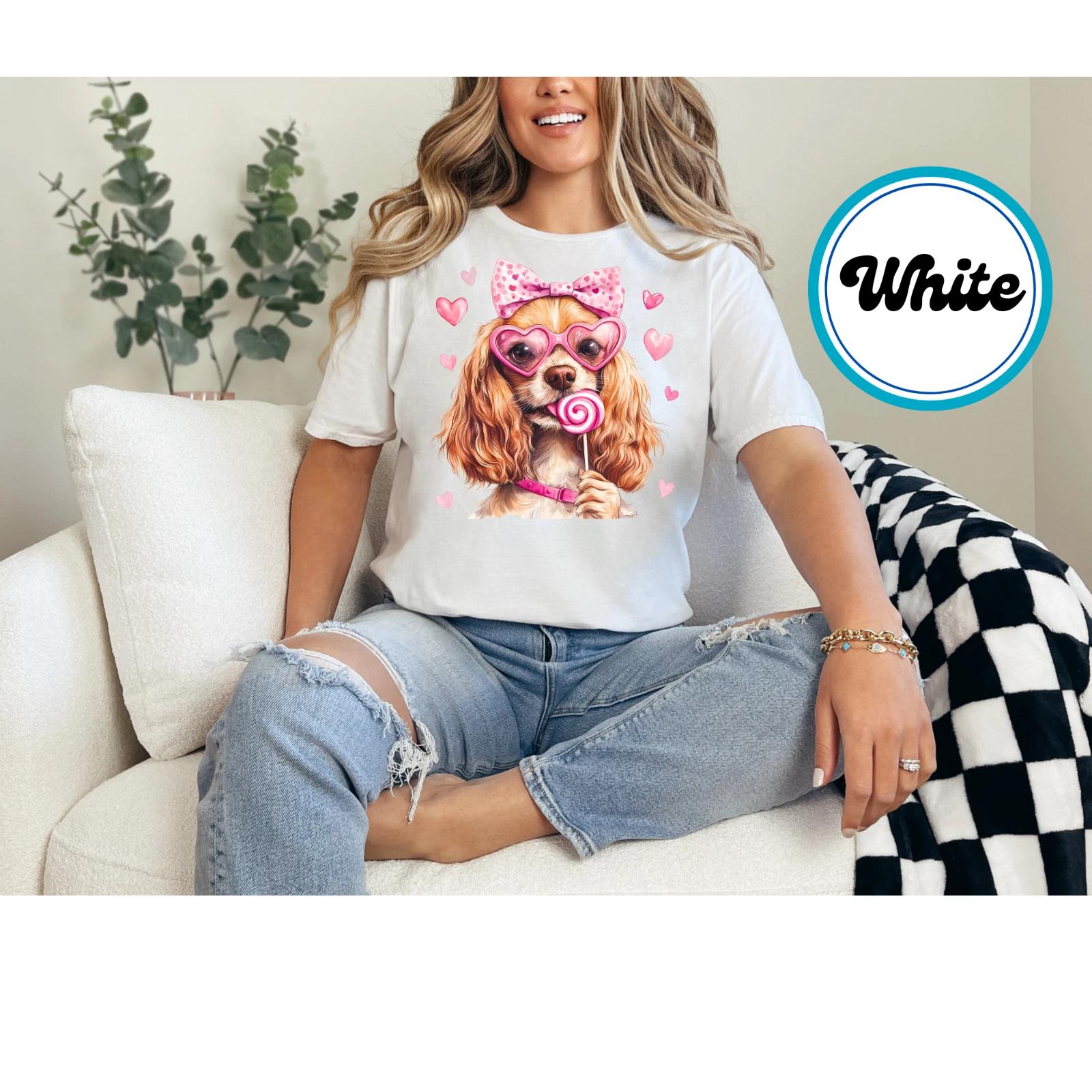 Women s Adorable Cocker Spaniel Puppy Valentines Day Shirt in Many Sizes, NEW L