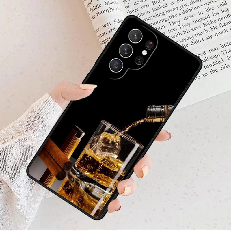 Cigar Whiskey Ice Drink Phone Case For Samsung Galaxy S25 S25 S23 S30 S30 S8 S21 S20 FE S24 S22 Note 10 20 Plus Lite Ultra Lite